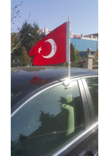 10 Adet Araç Oto Araba Camı Konvoy Bayrak Direği - 30X45 Cm -