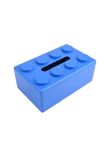 Ximistore9 Abs Malzeme Blok Desenli Dekoratif Havlu Kutusu - Duvar Veya Masaüstü Çok Amaçlı Organizer Mavi