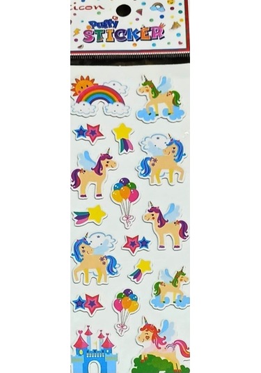 Ticon Puffy Sticker Unicorn - 3 Adet