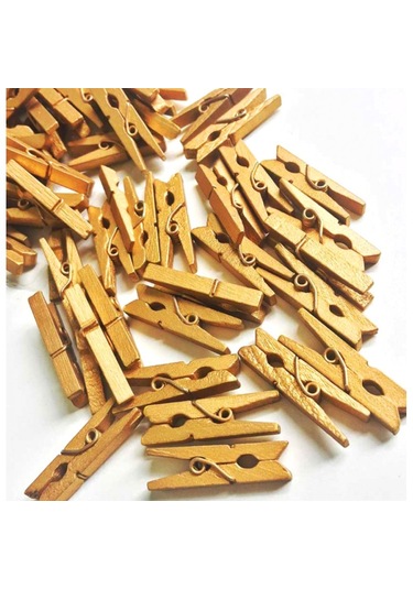 Mobgift 100'lü Gold Ahşap Mandal 2.5cm 10'lu Paket-1000 Adet