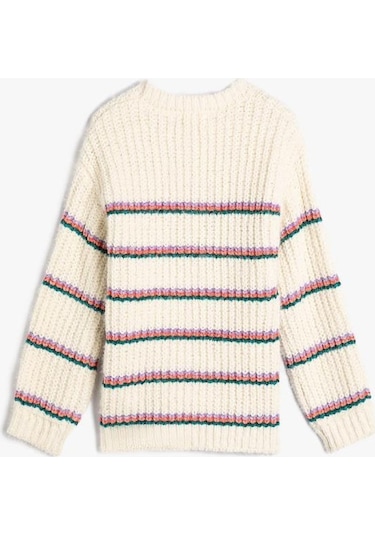 Koton Kız Çocuk Örme Kazak Uzun Kollu Yuvarlak Yaka Fitilli 001