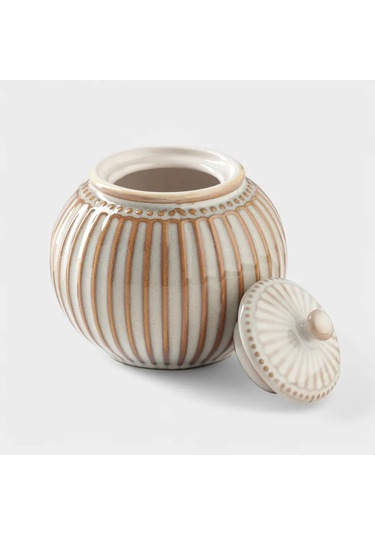 Dolana Kapaklı Seramik "retro" Şekerlik 350 Ml 430230725 Bej