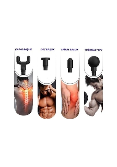 Realx 4 Başlıklı Titreşimli Yoğurmalı 6 Fonksiyonlu Masaj Aleti Siyah