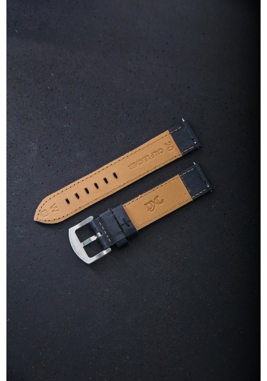 Hakiki Deri 20mm Akıllı Pimli Saat Kordonu Siyah