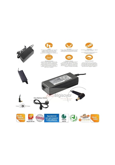 Alfabilgisayar Toshiba Uyumlu Tecra R950-10G Adaptör, Güçlü Güvenli Şarj Cihazı A++ 19V
