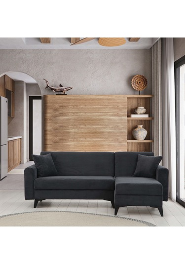 Sera Köşe Fitilli Kumaş Koltuk Antrasit Siyah