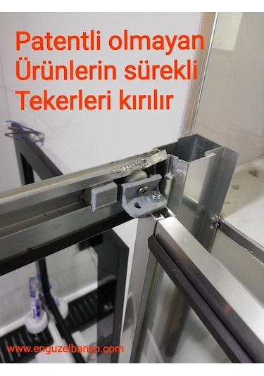 40 Desen Patentli Katlanır Cam Duşakabin İki Duvar Arası Duşakabi Gri