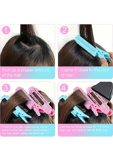 Pembe 8 Adet/takım Hacim Veren Saç Kökü Klip Kendinden Kavrama Saç Şekillendirici Bang Silindirler Saç Şekillendirme Seti 56619657