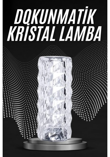 Kristal Lamba Masa Lambası Şarjlı Masa Lambası Dokunmatik Sensör Usb Şarjlı Çok Renkli