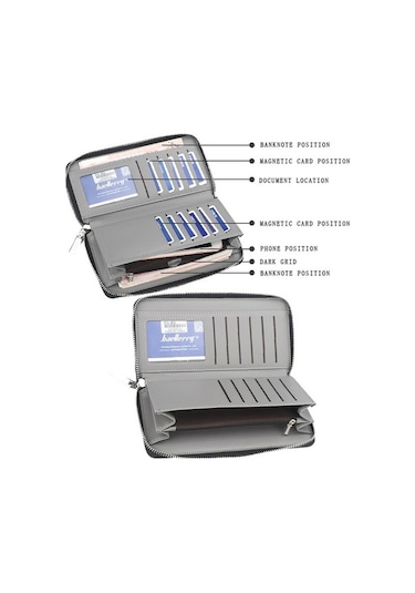 Zyzqstore Baellerry Kanvas Cüzdan Uzun Fermuarlı Vintage Çok Kartlı Debriyaj Erkek Kahve Kahverengi Kahverengi