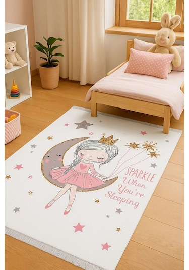 Blghome Modern Çocuk Odası Halısı Dekoratif Kilim Ekru
