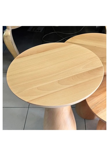 Ahşap 3 Lü Set Fitilli Mantar Yan Sehpa Modern Fiskos / Çiçeklik