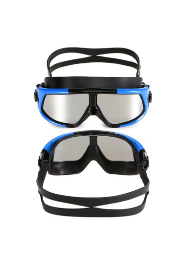 Geeksen Siyah-mavi Elektrokaplamalı Büyük Lenslü Y1 Yüzük Gözlüğü - Anti-parıltı, Su Geçirmez, Geniş Görüş Alani, Dayanıklı Pc Ve Silikon Malzemeyle Outdoor Dalış İçin Siyah - Mavi