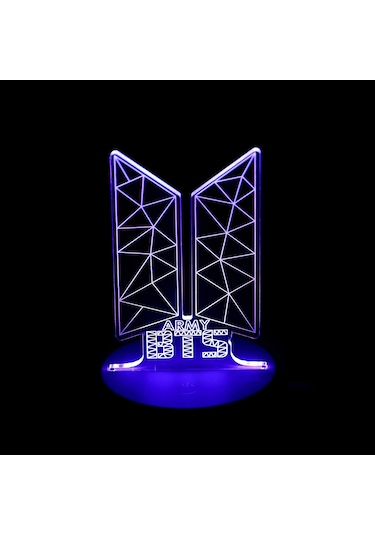 Skycity Bts Army Hediyesi 16 Renkli Akrilik Led Masa Lambası, Usb Ve Uzaktan Kumanda İle Yatak Odası Işığı 14x6cm Beyaz