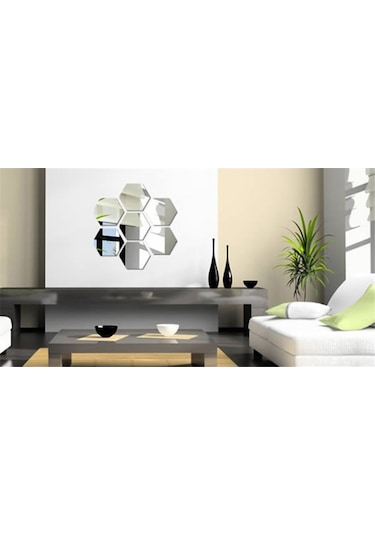 Altıköşe Altıgen Geometrik Hexagon 3Mm Cam 18X16 Duvar Boy Aynası