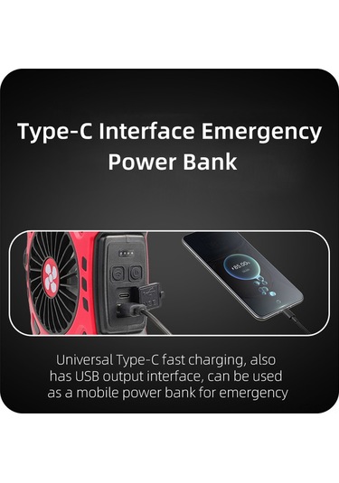 Fosenze Dışarıda Kullanım Çok Fonksiyonlu Fenerli Fan - Hızlı Şarjlı, Taşınabilir Kamp Işığı Ve Soğutucu - Siyah-mavi