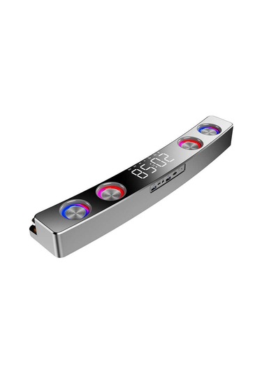 Gaming Kablosuz Bluetooth Speaker Hoparlör Renkli Rgb Işıkları, 12w Güçlü Sesi Dijital Saat Ve Alarm