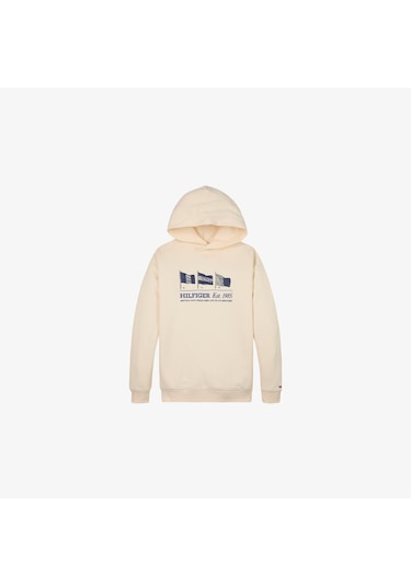 Tommy Hilfiger Waving Flag Çocuk Bej Hoodie Kb0kb09310 Bej