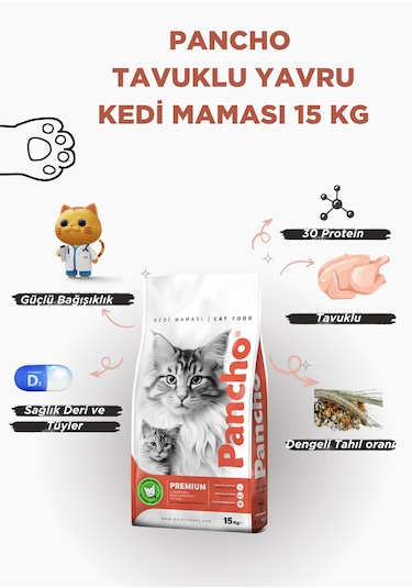Pancho Tavuklu Yavru Kedi Maması 15 KG
