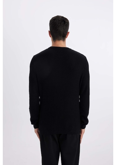 DeFacto Standart Fit Normal Kesim Bisiklet Yaka Basic Düz Triko Kazak B9707AX24SPBK27