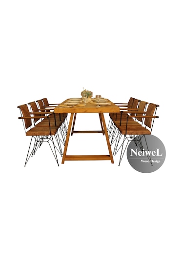 Neiwel Siam Doğal Ahşap Yemek Masası-70-140 Açık Ceviz