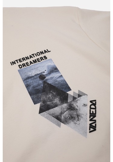 Oversızed Fıt Dreamer Erkek Tshırt Ekru