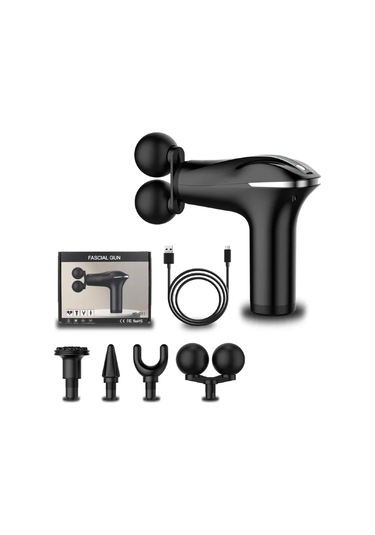 Akıllı Çipli Titreşimli Masaj Tabancası 6 Hız Ayarlı, 4 Başlıklı, 3200 Rpm Güçlü Motor, Sessiz Taşınabilir Masaj Aleti 4741 Açık Mavi