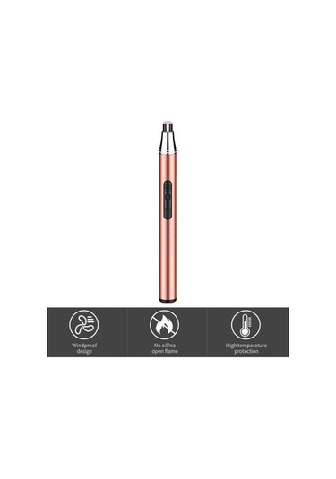 Pazly Türkçe Usb Şarjlı Mavi Alevsiz Ateşleyici, Rüzgar Geçirmez Uzun Saplı, Ev Ve Kamp İçin Güvenli Taşınabilir Sobası Mavi