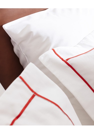 Madame Coco Caline King Size %100 Pamuk Pikeli Nevresim Takımı - Beyaz/kiremit 8684427124826 Çok Renkli