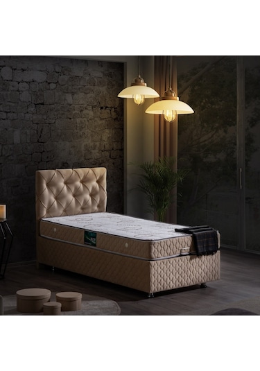 Setaymobilya Baza, Vita Bej Tek Kişilik Baza + Başlık + Comfort Yatak