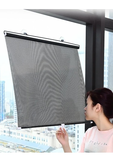 Symbee Siyah Gölge Rulo Perde - 58x125cm, Güneş Koruma Ve Işık Kontrolü, Pencere Gölgelendirici Paneli