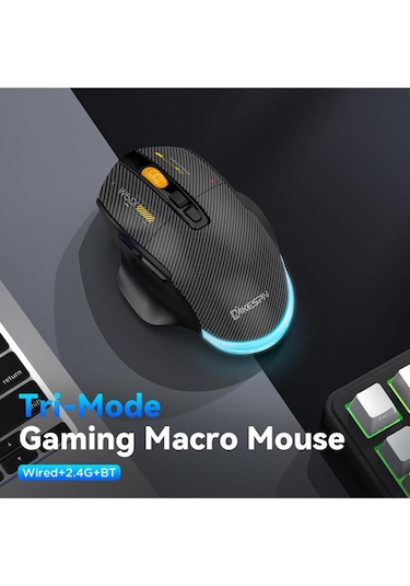 W601 Tri-mode Gaming Mouse 12800 Dpı, Rgb, Bt + 2.4ghz + Kablolu, Type-c Şarjlı Oyuncu Mouse 601