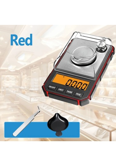 Dashanshop 1 Adet Yüksek Hassasiyetli Dijital Cep Terazisi Red 50g Kapasite 0001g Çözünürlük Lcd Ekran Hafif Taşınabilir Mücevher Toz İlaçlar İçin -