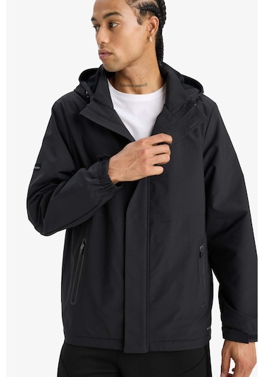 Defacto Defactofit Su İtici Regular Fit Kapüşonlu Fermuarlı Yağmurluk C6047ax25aubk81 Siyah