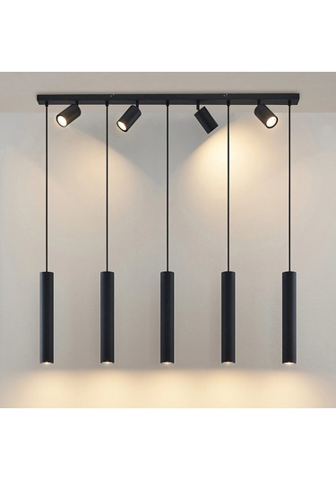 Archio Beşli Spot Ledli Sıralı Sarkıt Avize Çok Renkli