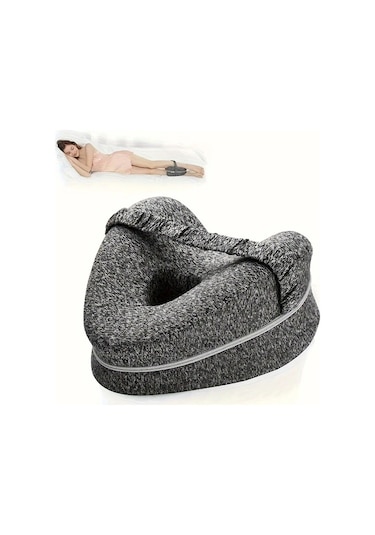 Elmpaly Yan Yatakta Gri Ortopedik Delikli Bacak Yastığı Yüksek Esneklik Nefes Alabilir