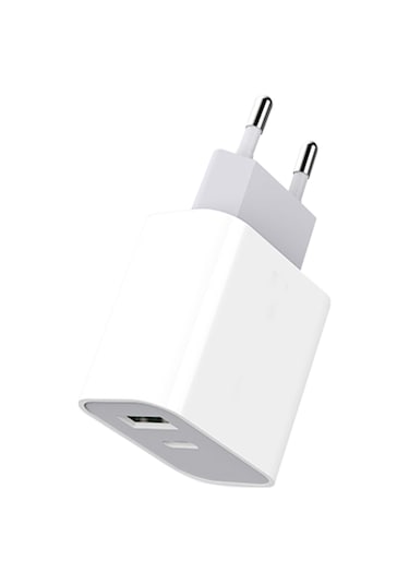 Honmex 20w Hızlı Şarj Cihazı, Usb-a Ve Usb-c Çıkışlı, Avrupa Standartı Beyaz