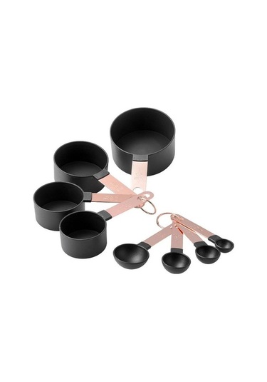 Pazly Siyah Yüksek Kaliteli Ölçüm Kaşığı, Ev Mutfak Çay-kahve-şeker-tuz Kaşığı, Un Ölçme Fincan, Gül Tasarımı Mutfak Araçları Siyah