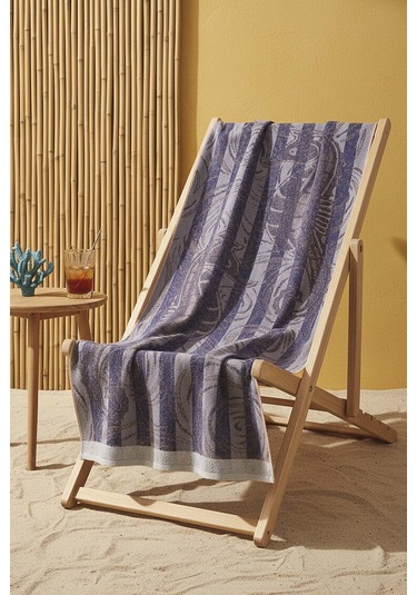 Lacivert Poseidon %100 Pamuklu Plaj Havlusu 70x140 Cm Mavi