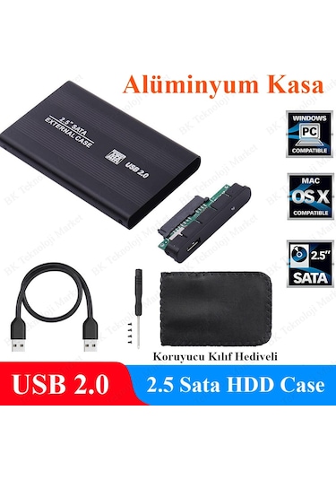 2.5 Sata Usb 2.0 Alüminyum Harici Notebook Hdd Kutusu