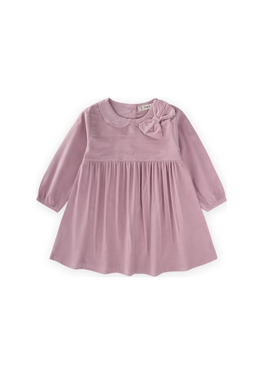 Kadife Elbise 1-8 Yaş Leylak Mor