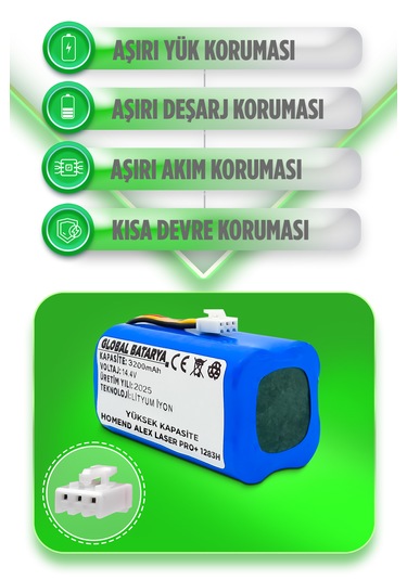 Homend Alex Laser Pro+ 1283h Batarya 3200mah Lityum İyon Pil