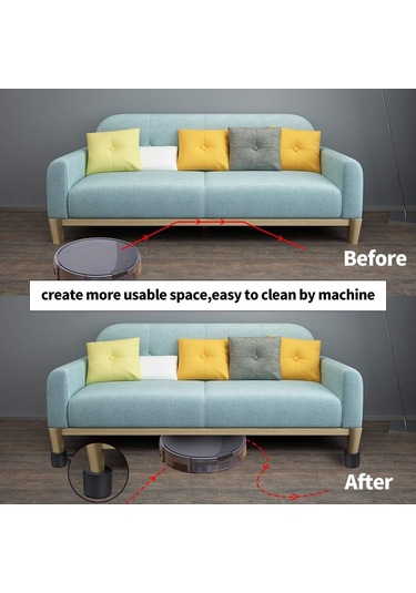 Hfambition Masa Dolap Sandalye Yüksekliği Artırıcı, 4 Adet Siyah Dairesel, 60x52mm, Karbon Çelik, Robot Süpürge İçin Temizlik Kolaylığı Sağlar