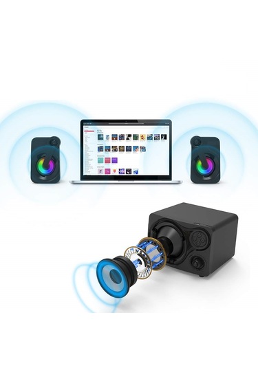 Led Işıklı 2+1 Ses Sistemi Şık Görünümlü Bluetooth Hoparlör