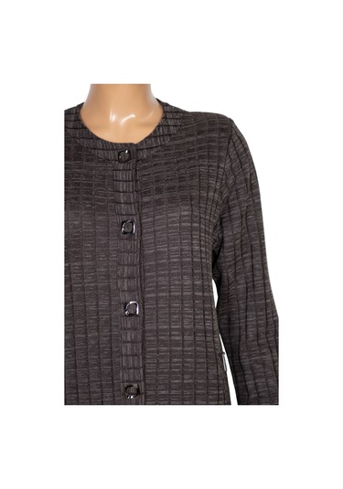 Hesna Kadın Nurel Büyük Beden Kışlık Kare Çıtçıtlı Kahve Pardesü Kahverengi