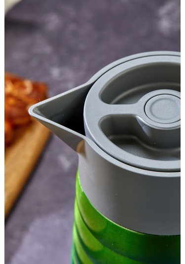 Cooker Ckr2097 2 L Çift Katmanlı Paslanmaz Çelik Termos Bambu Saplı - 12 Saat Sıcak 24 Saat Soğuk Piknik, Ofis, Otel, Kafe, Okul Mavi-yeşil