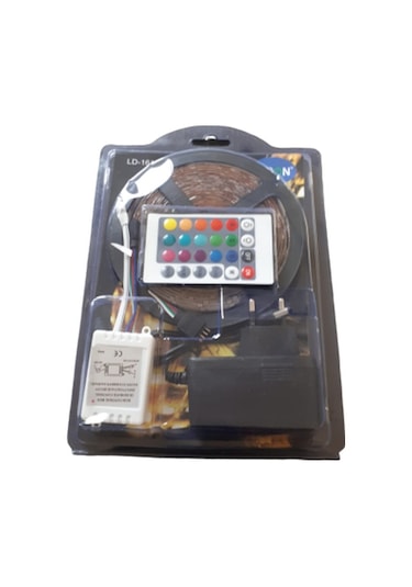 Rgb Şerit Led Kumanda Adaptör Tak Çalıştır 5 Metre Tek Çip Li