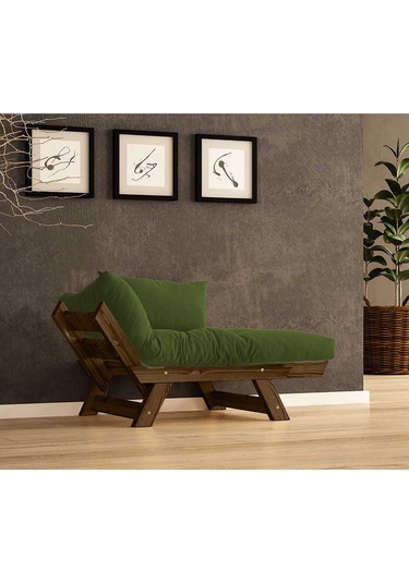 Woodesk Adalar Masif Ceviz-yeşil Renk Berjer Cpt8140-140 Yeşil