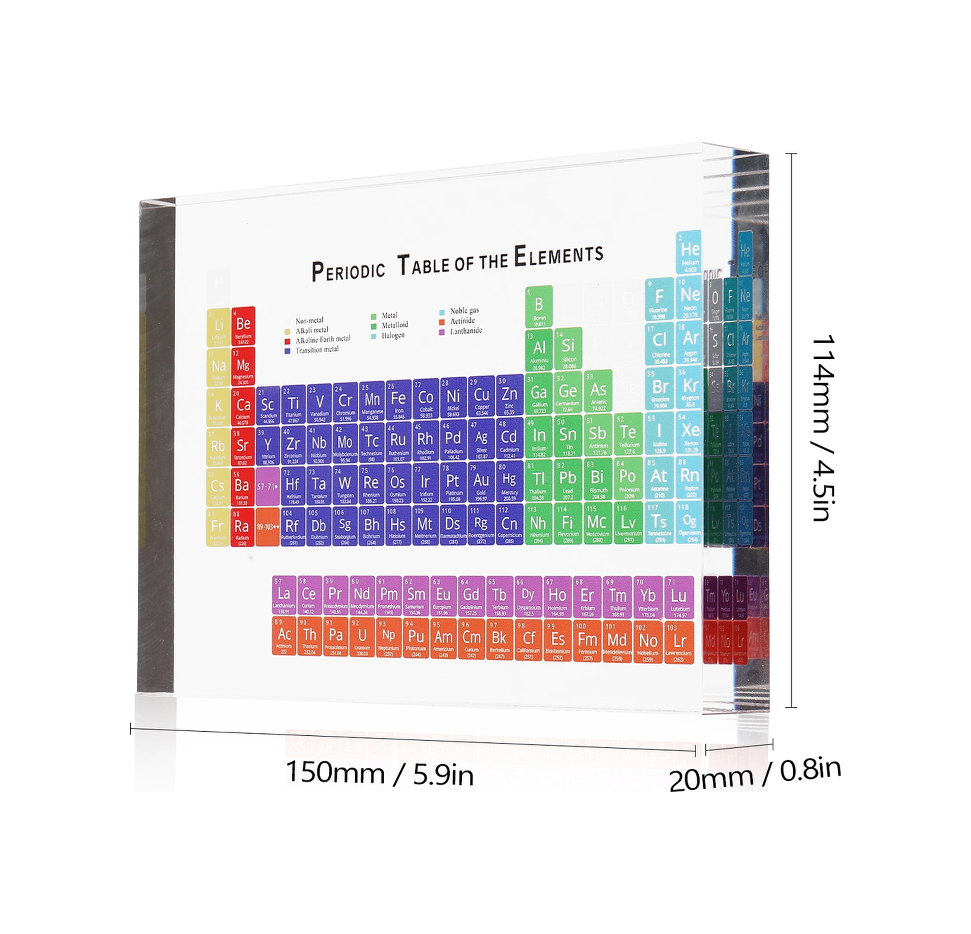 Neevoyu Akrilik Kimya Elementleri Periyot Tablosu - Renkli Harf Tasarımı, Öğrenme Aracı, Masaüstü Dekorasyonu 150x114x20mm Diğer