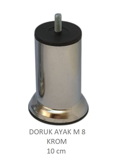 Doruk Ayak, Cıvatalı Baza Koltuk Dolap Ayağı, Metal, Krom, M8, 10 Cm Krom